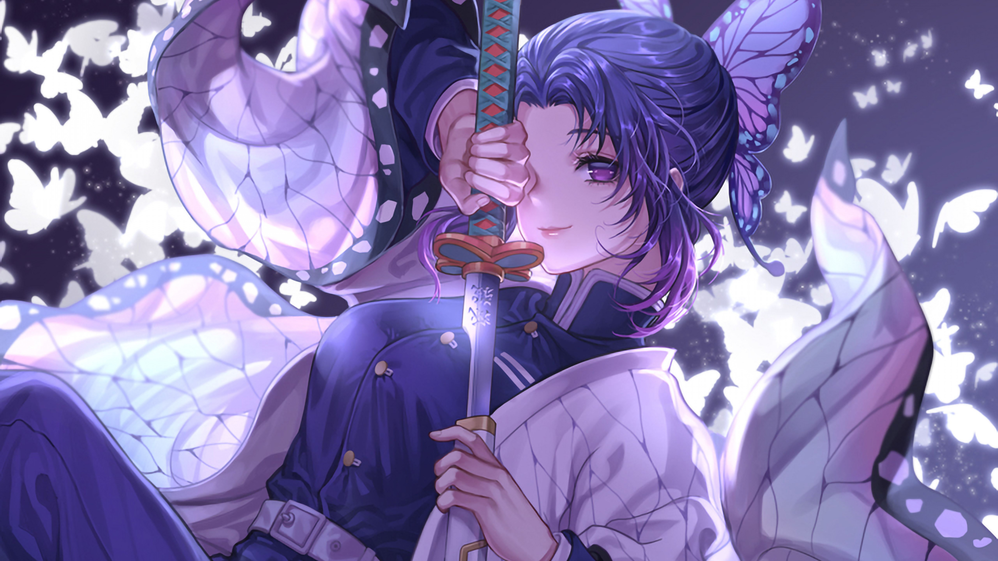 Shinobu Koch, Tablet, Purple, Cartoon, Violette. Wallpaper in 3840x2160 Resolution