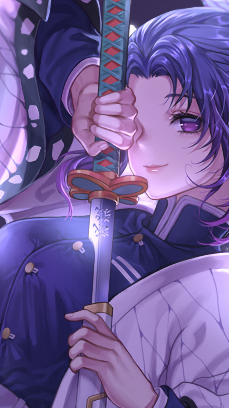 Shinobu Koch, Tablet, Purple, Cartoon, Violette. Wallpaper in 750x1334 Resolution