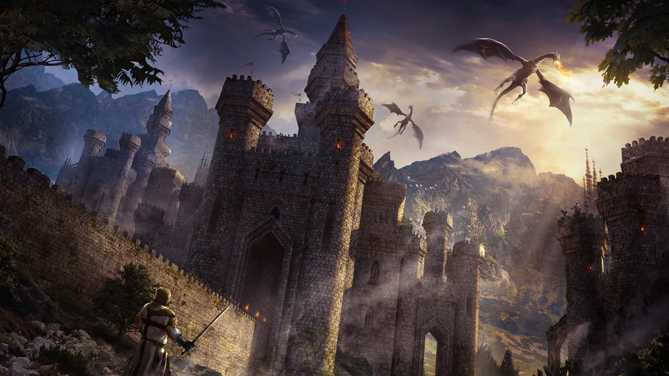 艺术, 创造性的艺术, 城堡, 森林, 气氛 壁纸 1366x768 允许