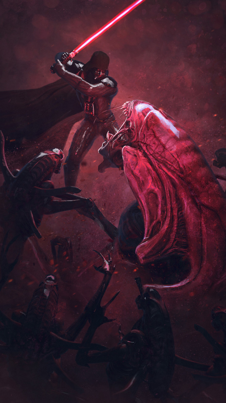 Star Wars, Darth Vader, The Mandalorian, Stormtrooper vs Aliens, Alien. Wallpaper in 750x1334 Resolution