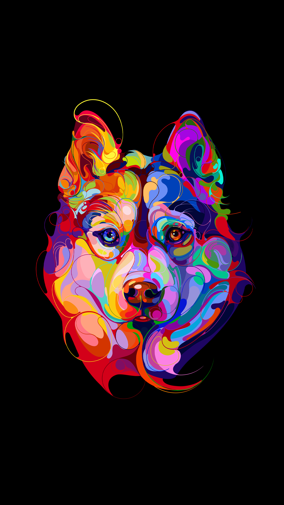 Amoled, Illustration, Carnivores, Chien, la Pureté de la Couleur. Wallpaper in 1080x1920 Resolution
