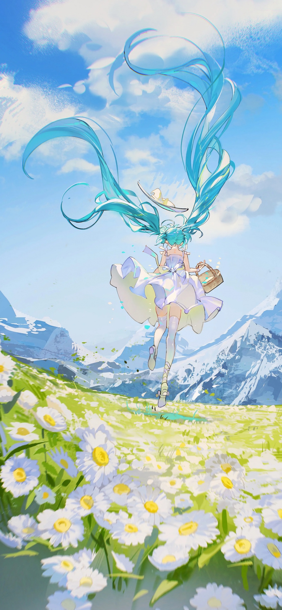 初音未来, 艺术创作, 艺术, 绘画, Azure 壁纸 1125x2436 允许