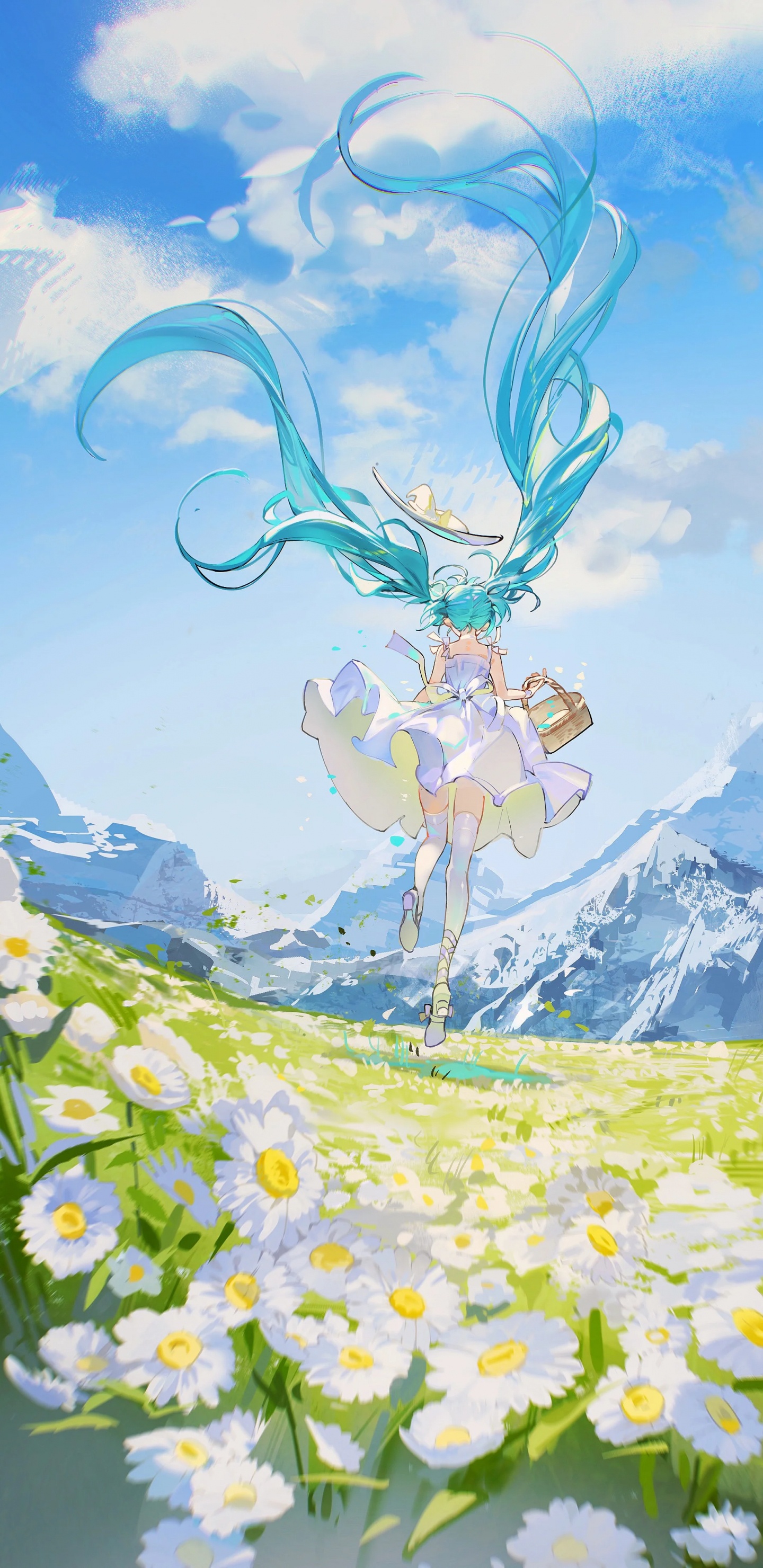 Hatsune Miku, Painting, Vocaloid, Miku, Anime Art. Wallpaper in 1440x2960 Resolution