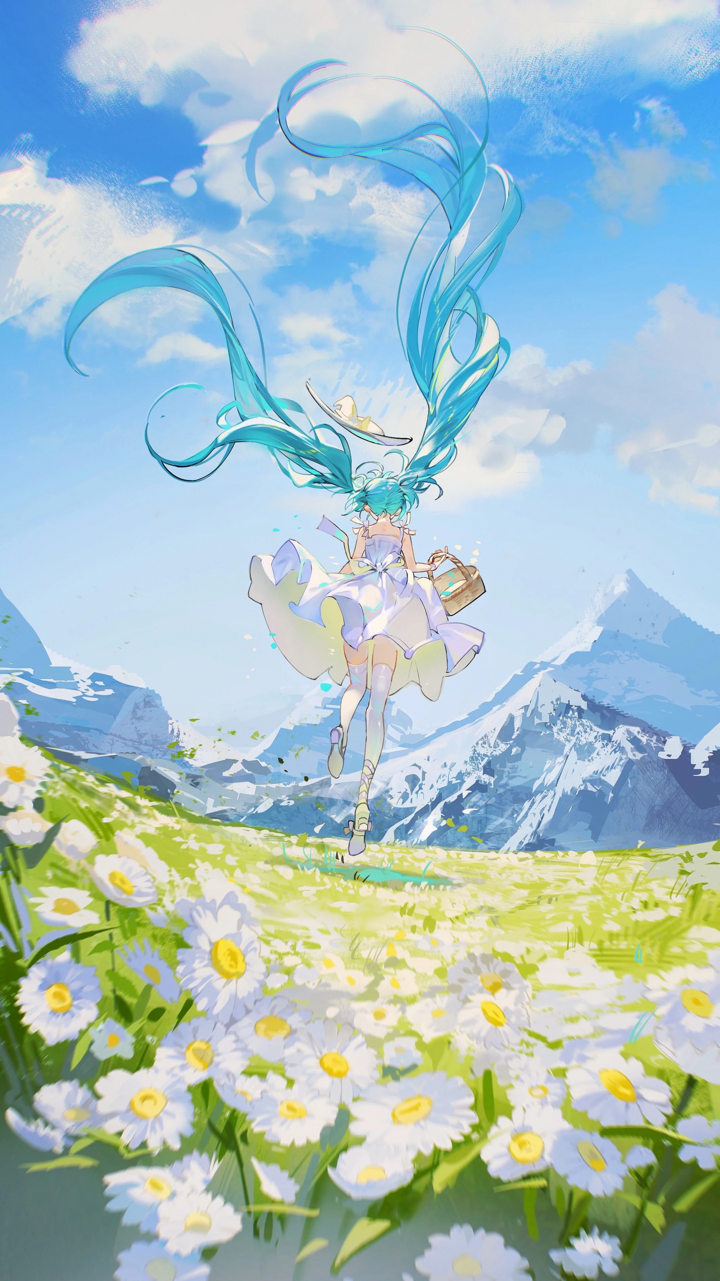 Hatsune Miku, Vocaloid, Miku, Arte Animado, Arte. Wallpaper in 1440x2560 Resolution