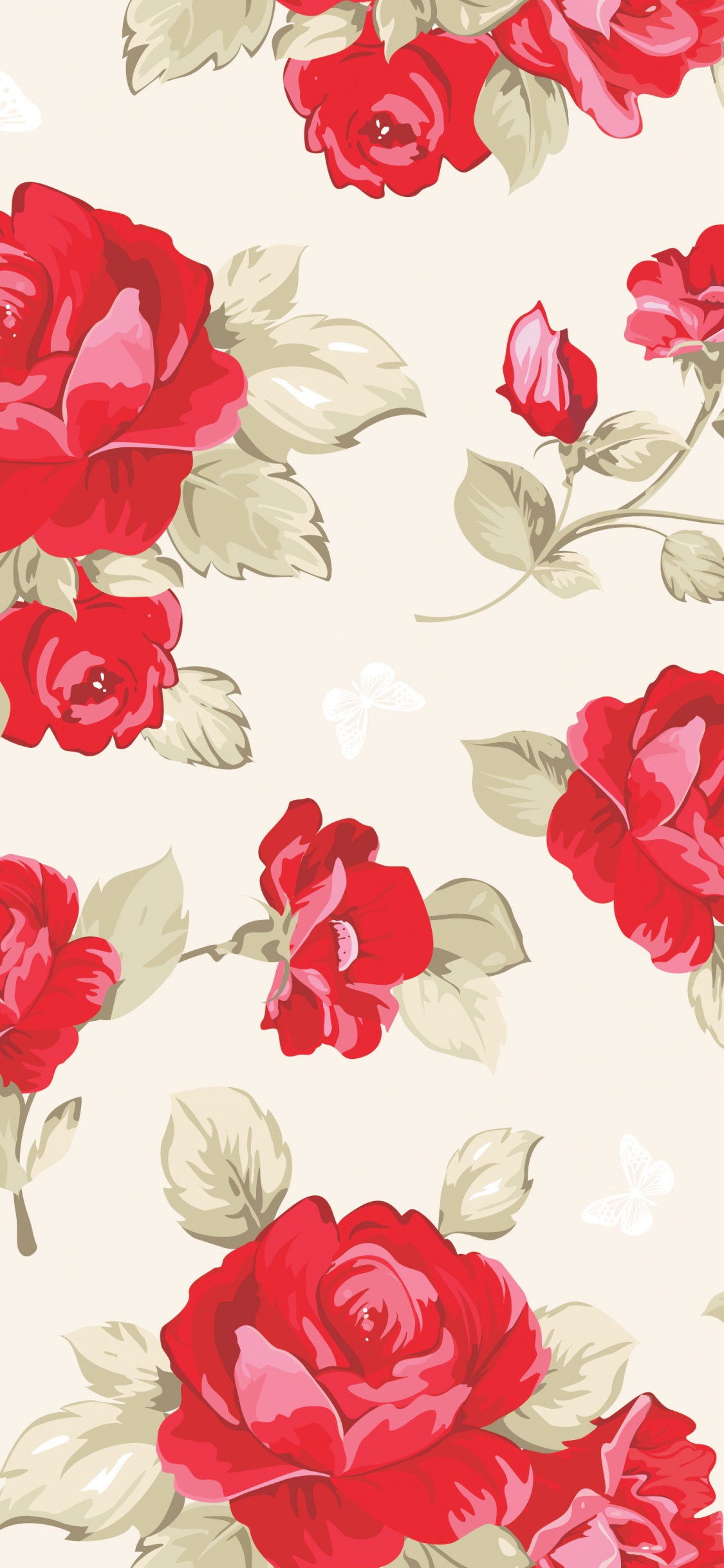 Textil Floral Blanco y Rojo. Wallpaper in 1125x2436 Resolution