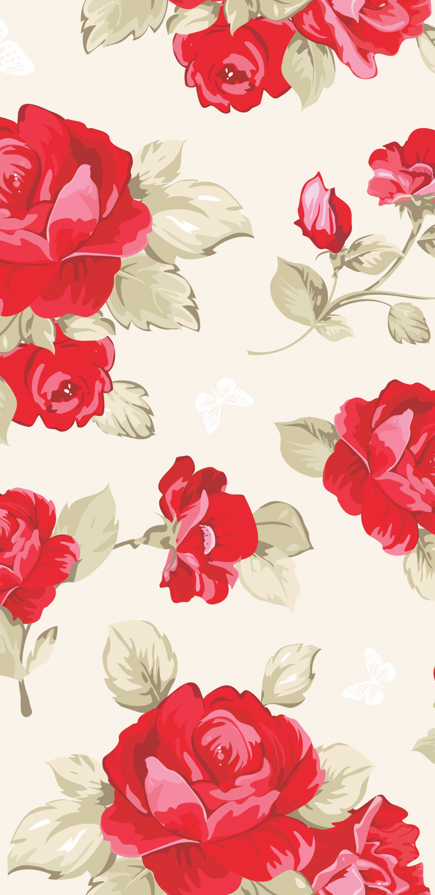 Textil Floral Blanco y Rojo. Wallpaper in 1440x2960 Resolution