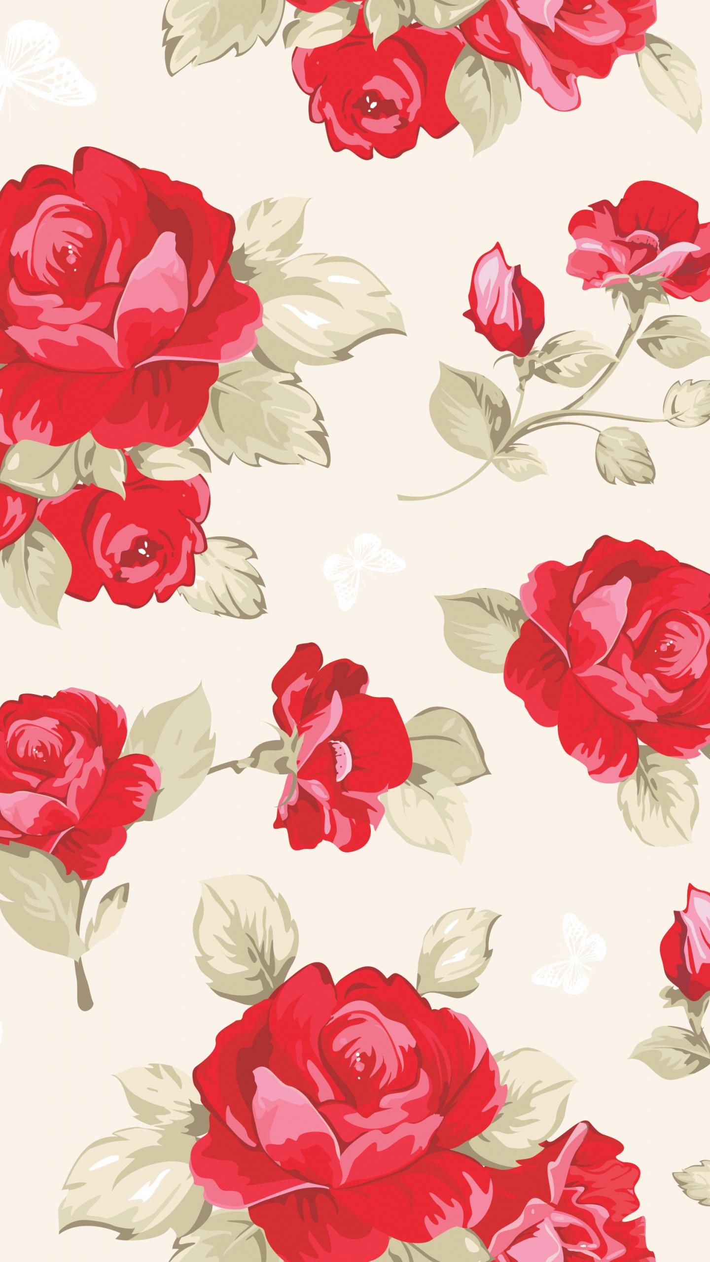 White and Red Floral Textile. Wallpaper in 1440x2560 Resolution
