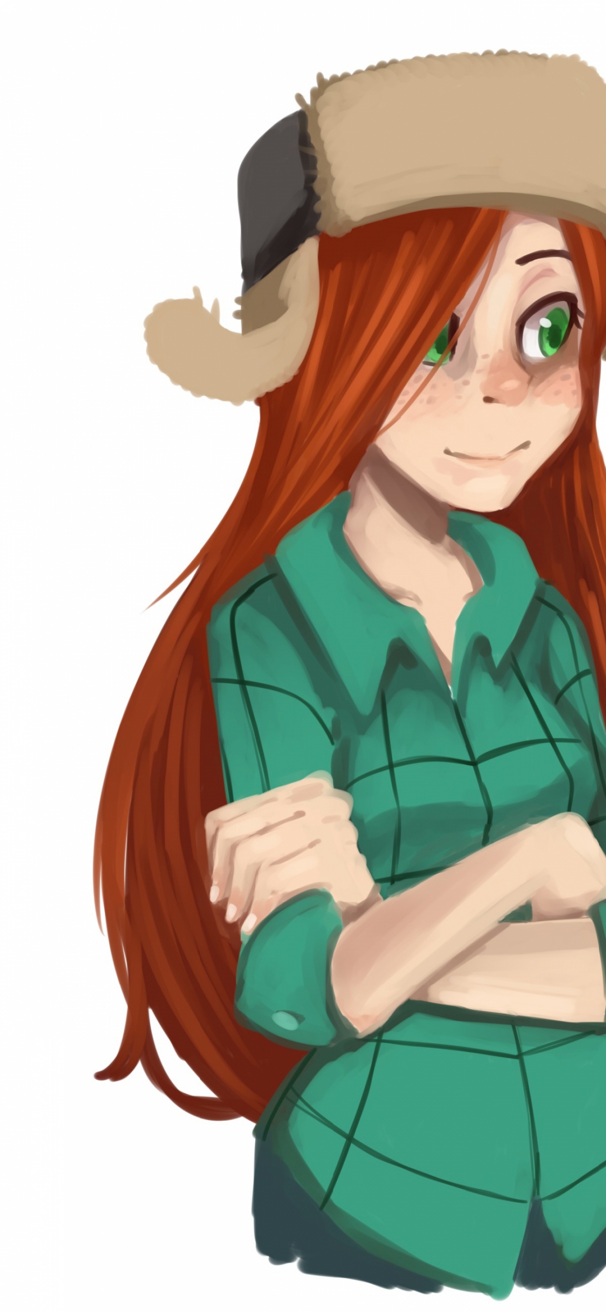 Woman in Green and Blue Dress Anime Character. Wallpaper in 1242x2688 Resolution