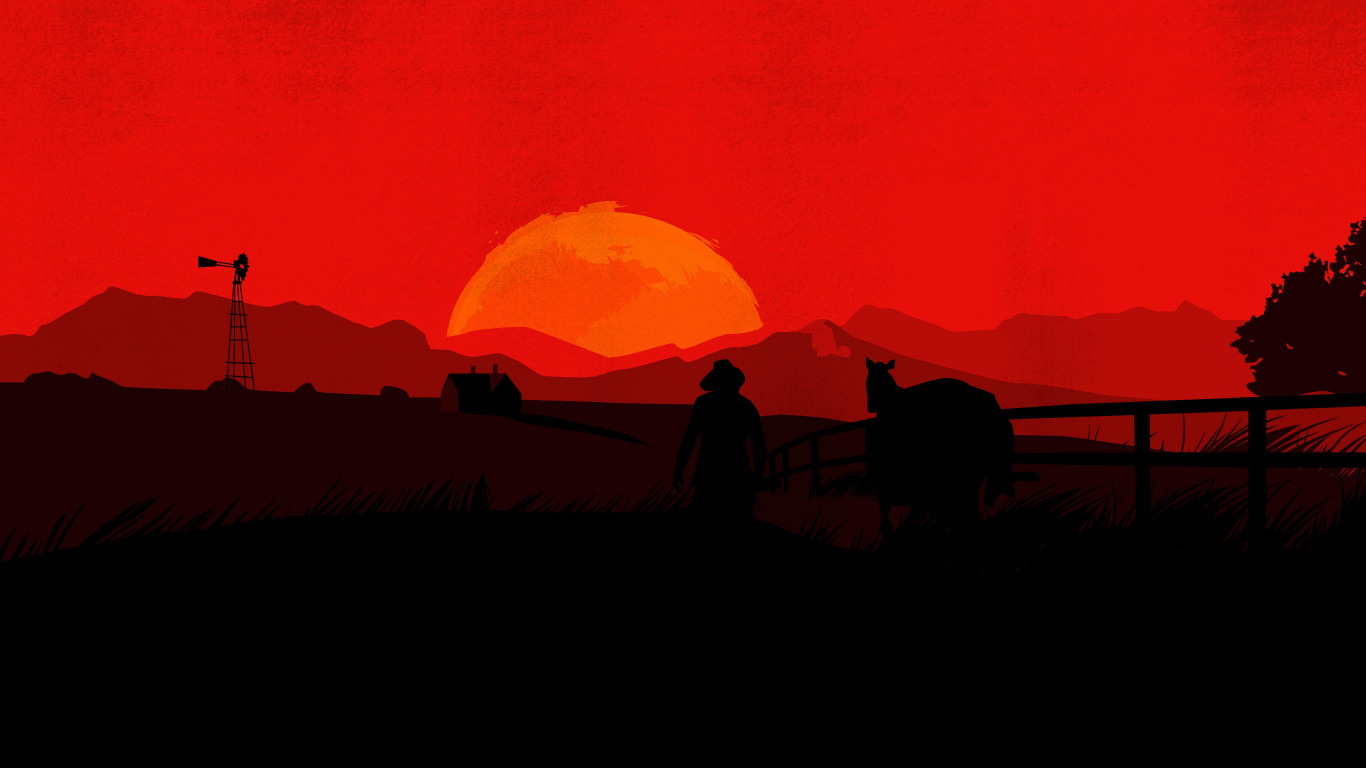 Red Dead Redemption 2, Red Dead Redemption, Afterglow, Sonnenuntergang, Sonnenaufgang. Wallpaper in 1366x768 Resolution