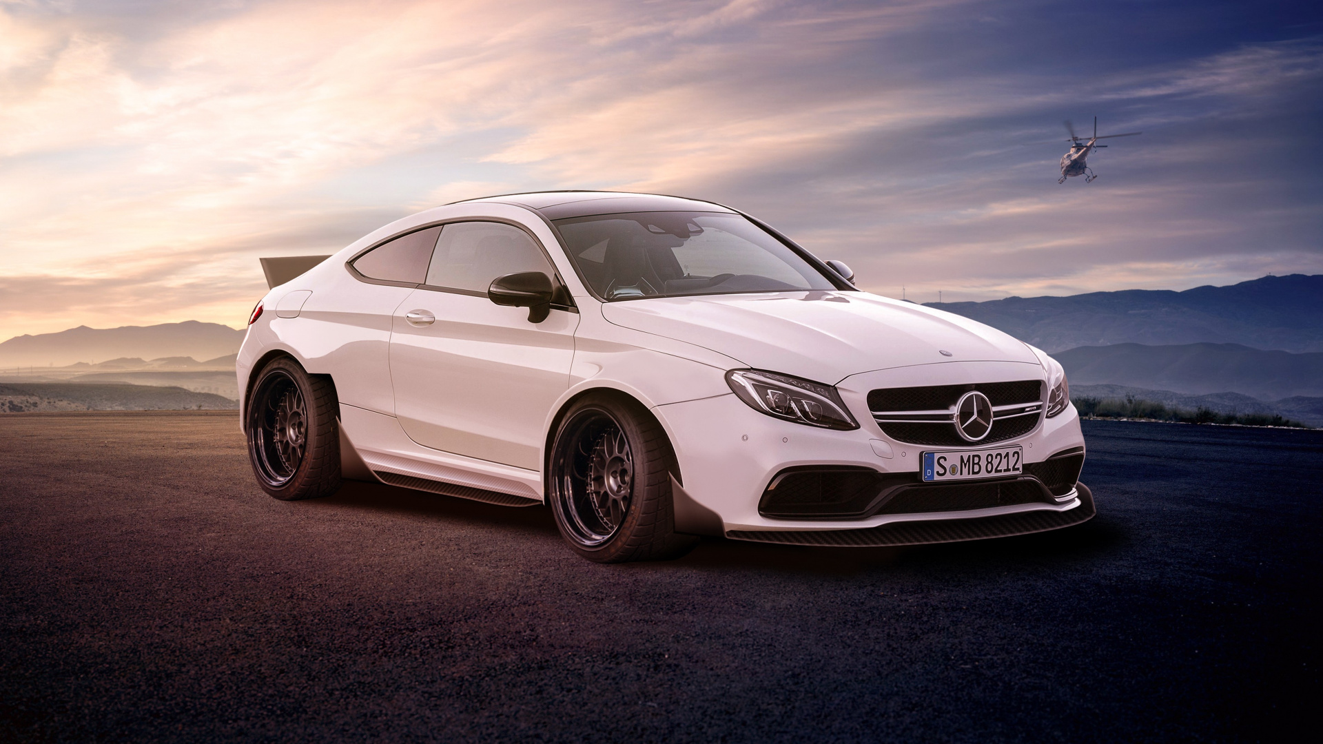 White Mercedes Benz c Class on Gray Sand During Daytime. Wallpaper in 1920x1080 Resolution