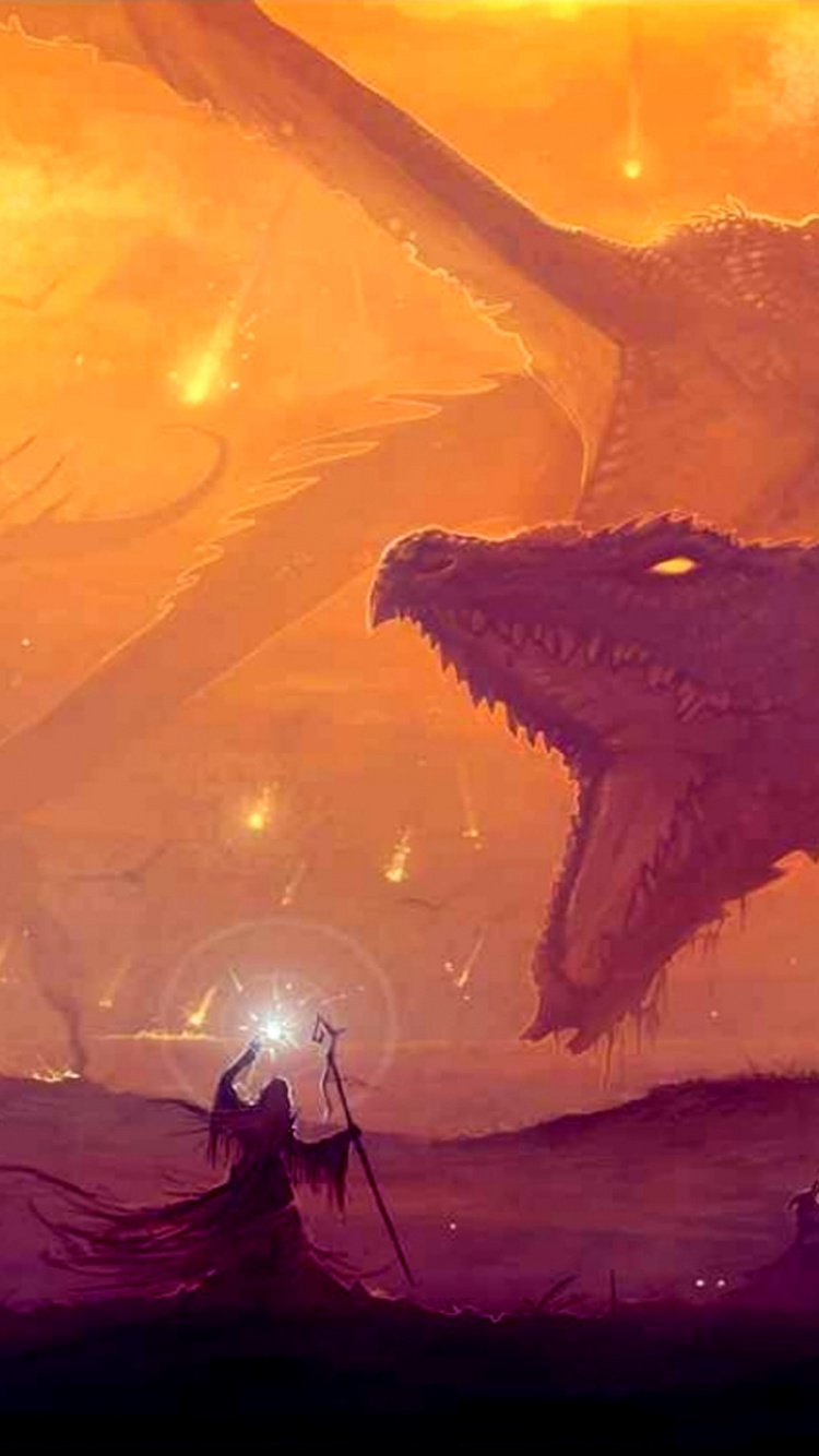 Illustration de Dragon Jaune et Noir. Wallpaper in 750x1334 Resolution