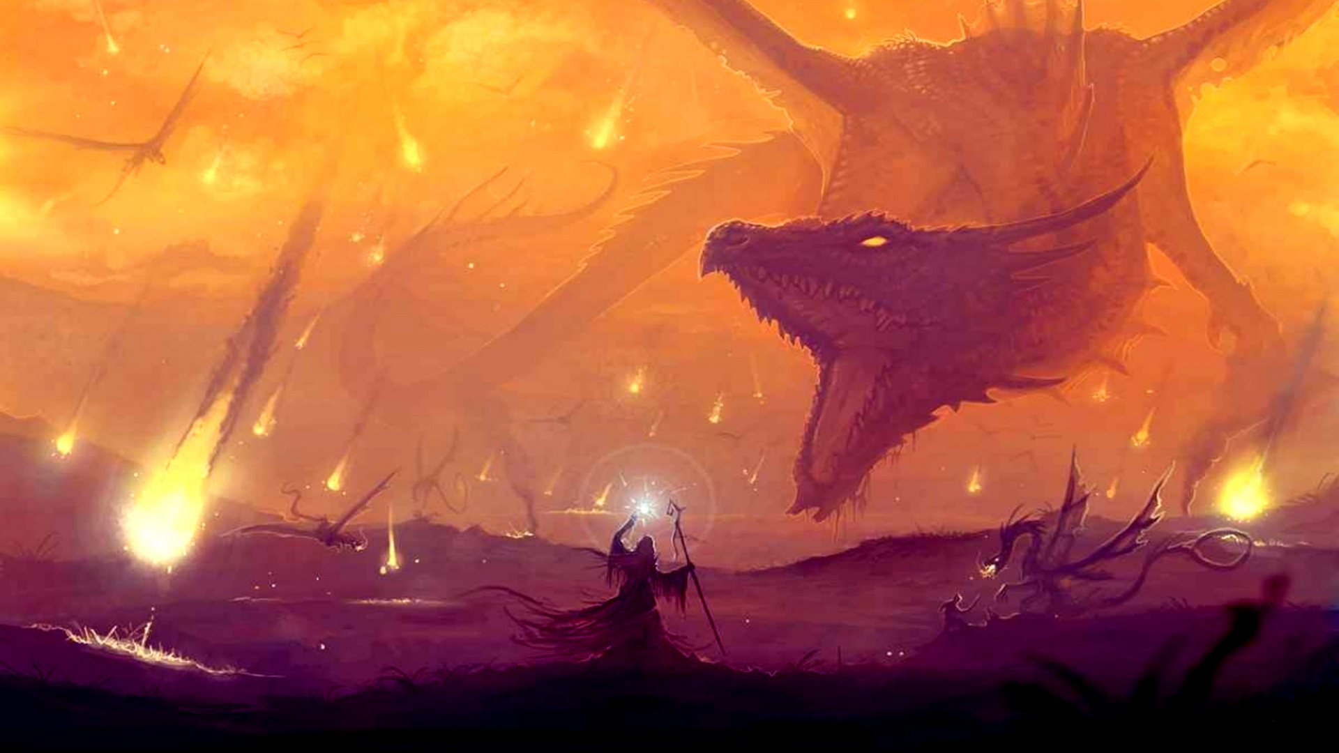 Yellow and Black Dragon Illustration. Wallpaper in 1920x1080 Resolution