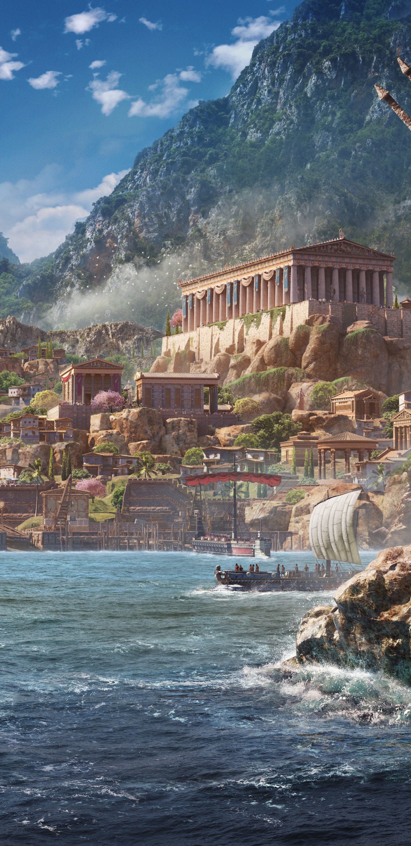 Leute Auf Dem Boot Auf Dem Wasser in Der Nähe Des Berges Tagsüber. Wallpaper in 1440x2960 Resolution