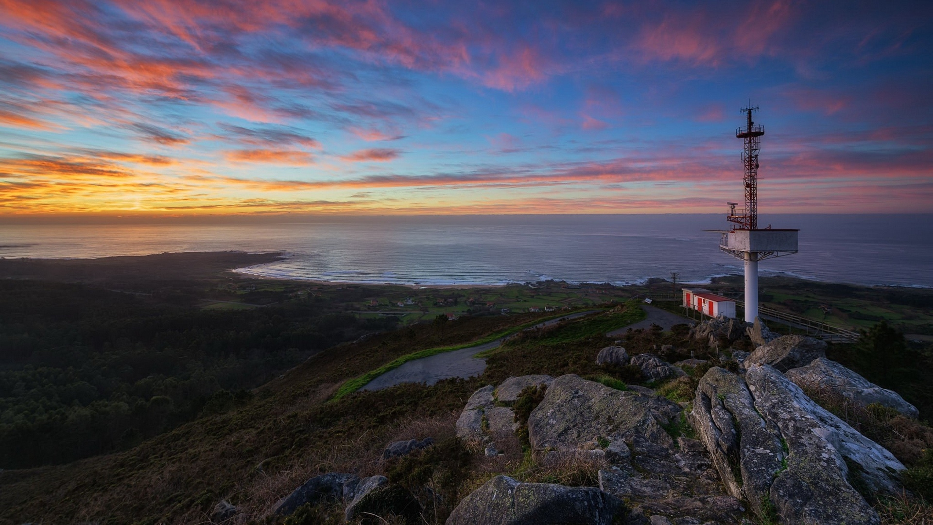 自然景观, 余辉, 阳光, 日落 壁纸 1920x1080 允许
