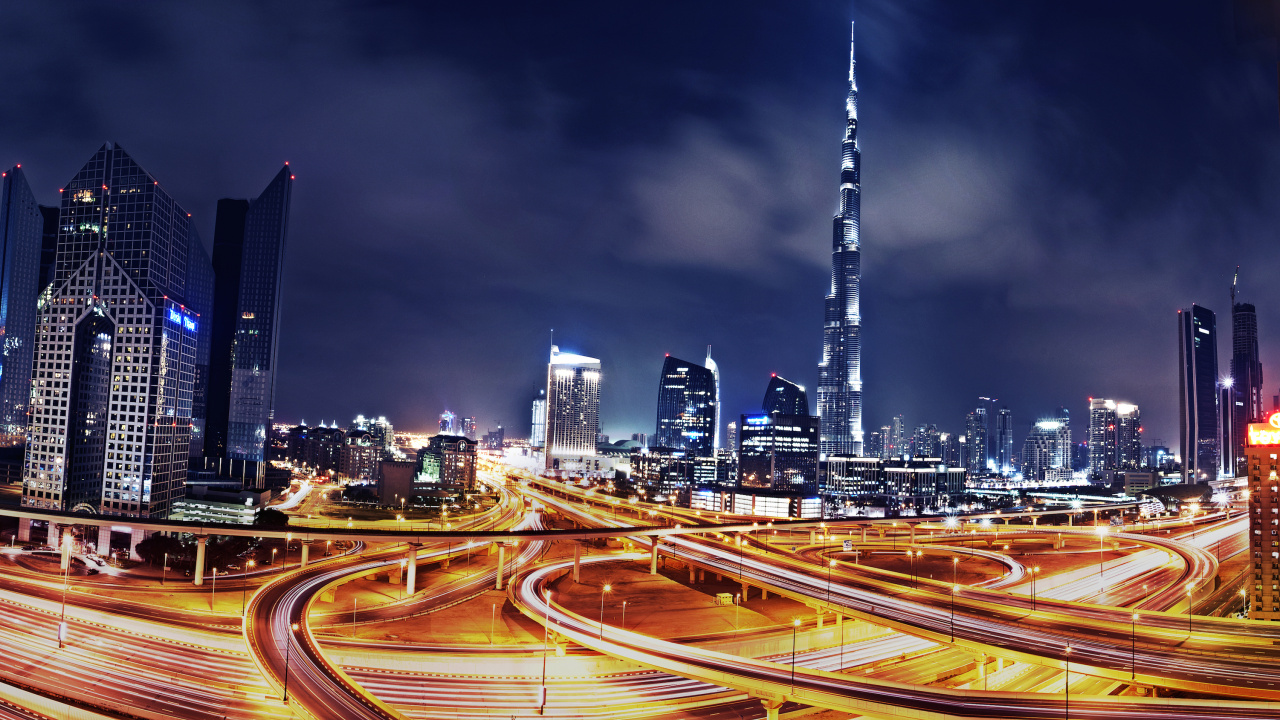 Time Lapse Photography of City During Night Time. Wallpaper in 1280x720 Resolution