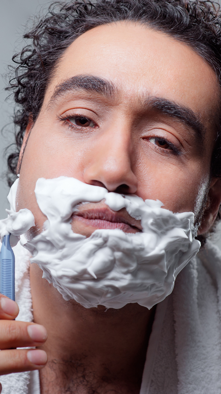 Shaving, Facial Hair, Hair, Beard, Lip. Wallpaper in 750x1334 Resolution