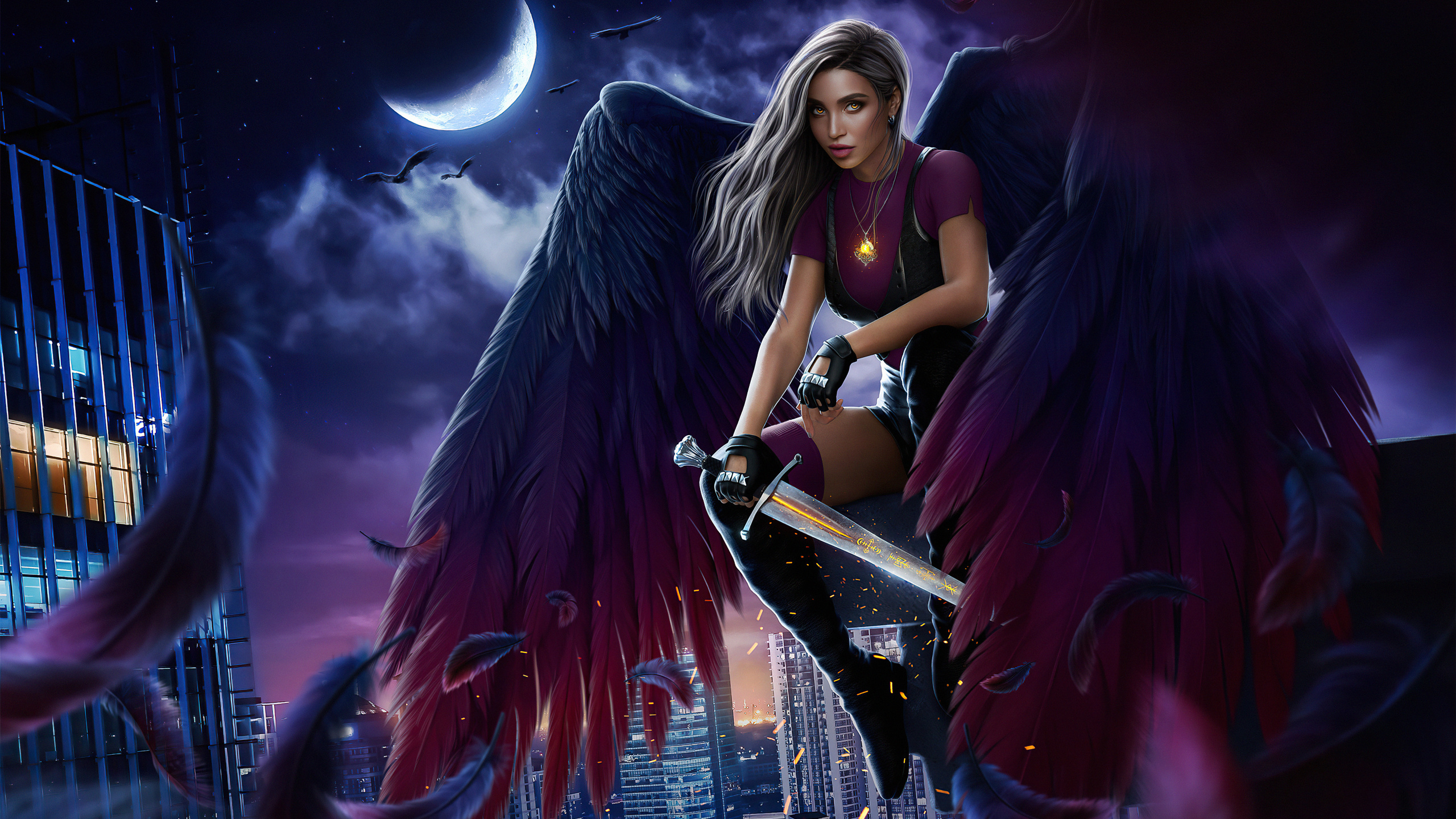 Arte, Arte Digital, El Arte de la Cubierta, Luz, Morado. Wallpaper in 2560x1440 Resolution