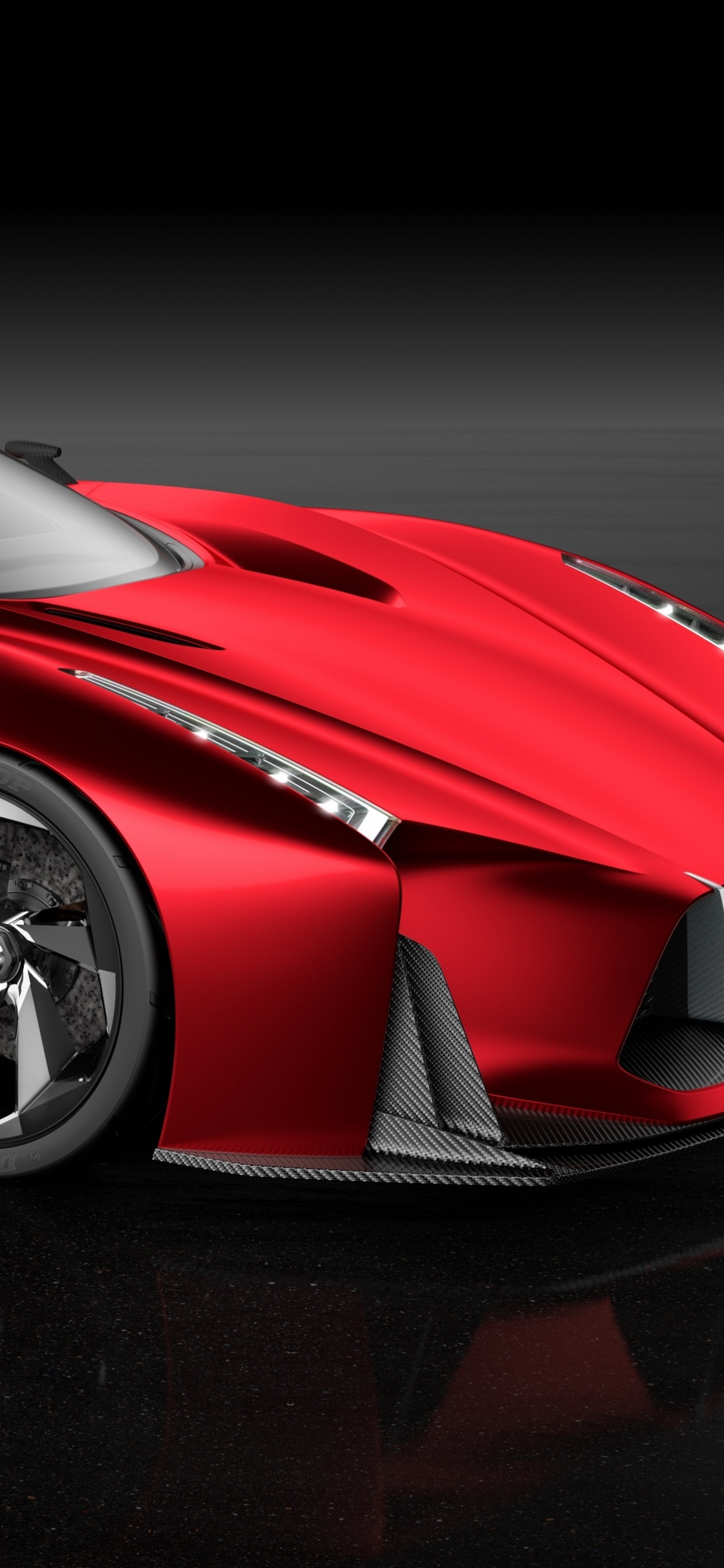 Red Ferrari 458 Italia on Black Background. Wallpaper in 1242x2688 Resolution