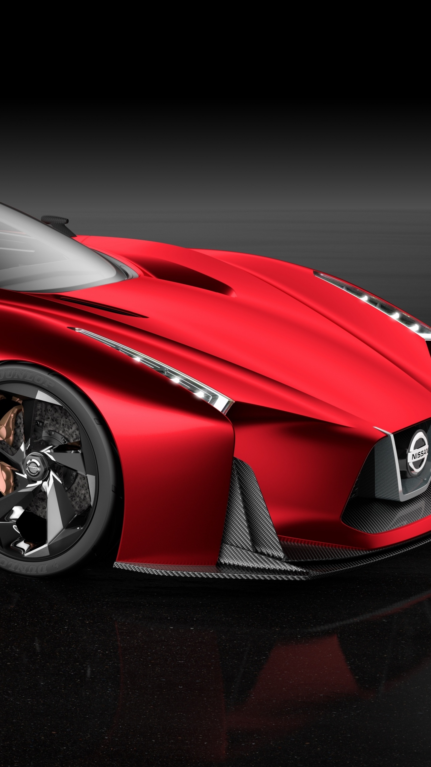 Red Ferrari 458 Italia on Black Background. Wallpaper in 1440x2560 Resolution