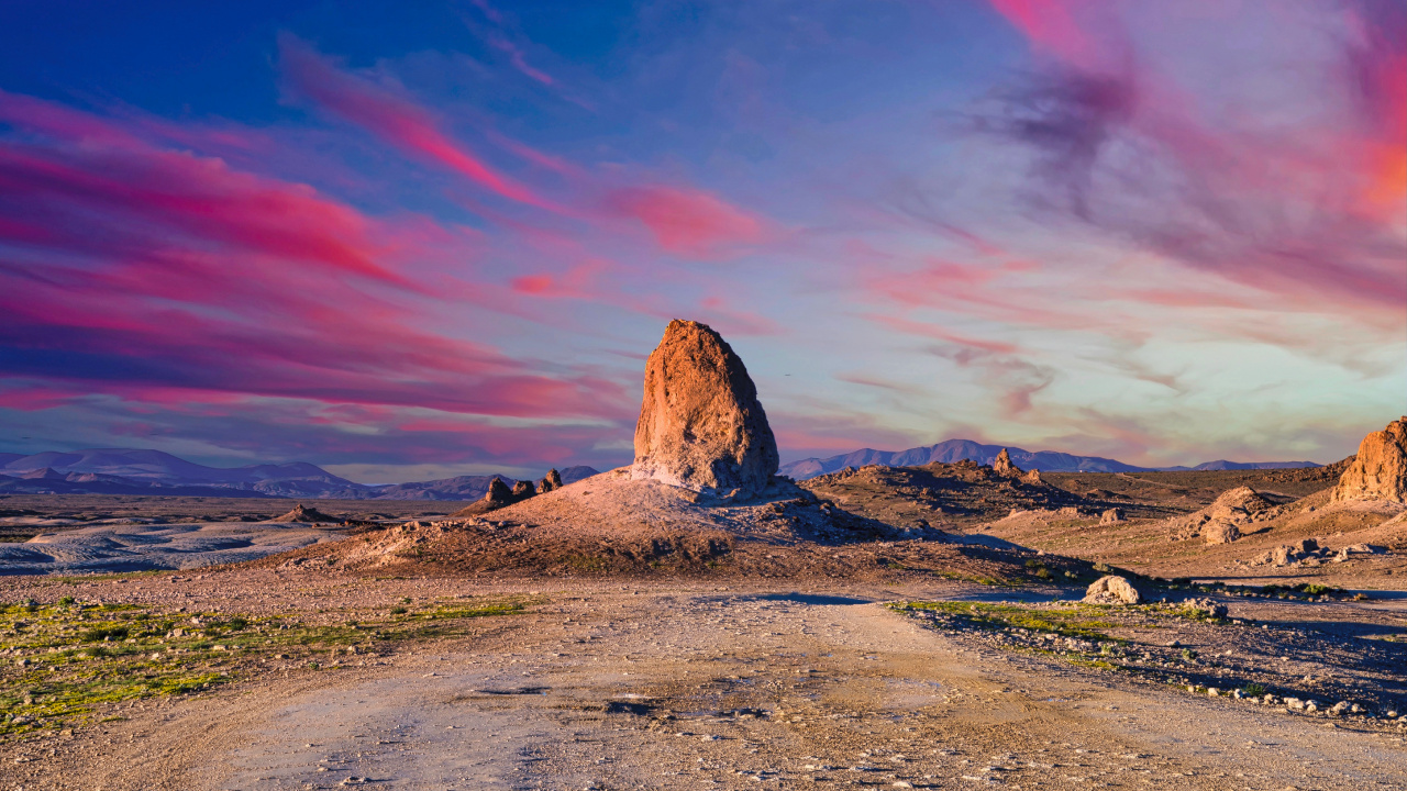 Trona Pinnacles, Cloud, Natural Landscape, Plant, Mountain. Wallpaper in 1280x720 Resolution