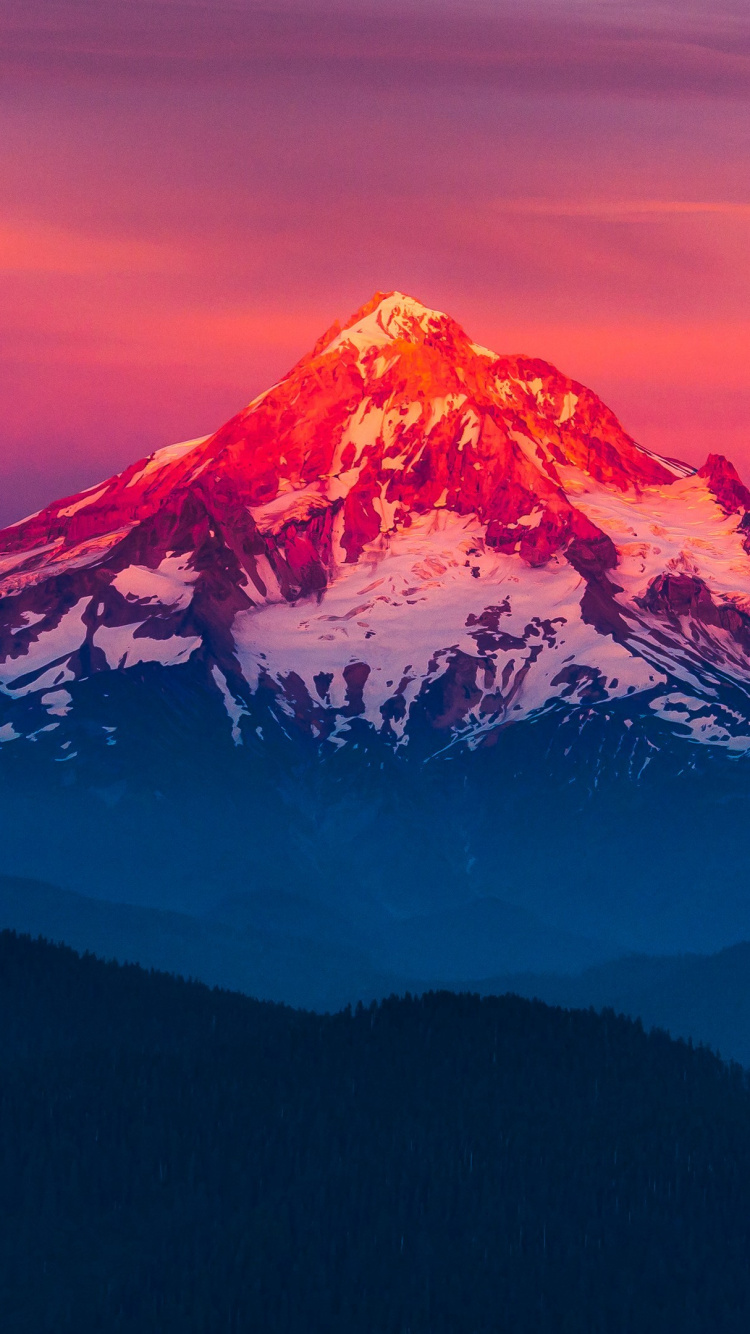 Snow Covered Mountain During Sunset. Wallpaper in 750x1334 Resolution