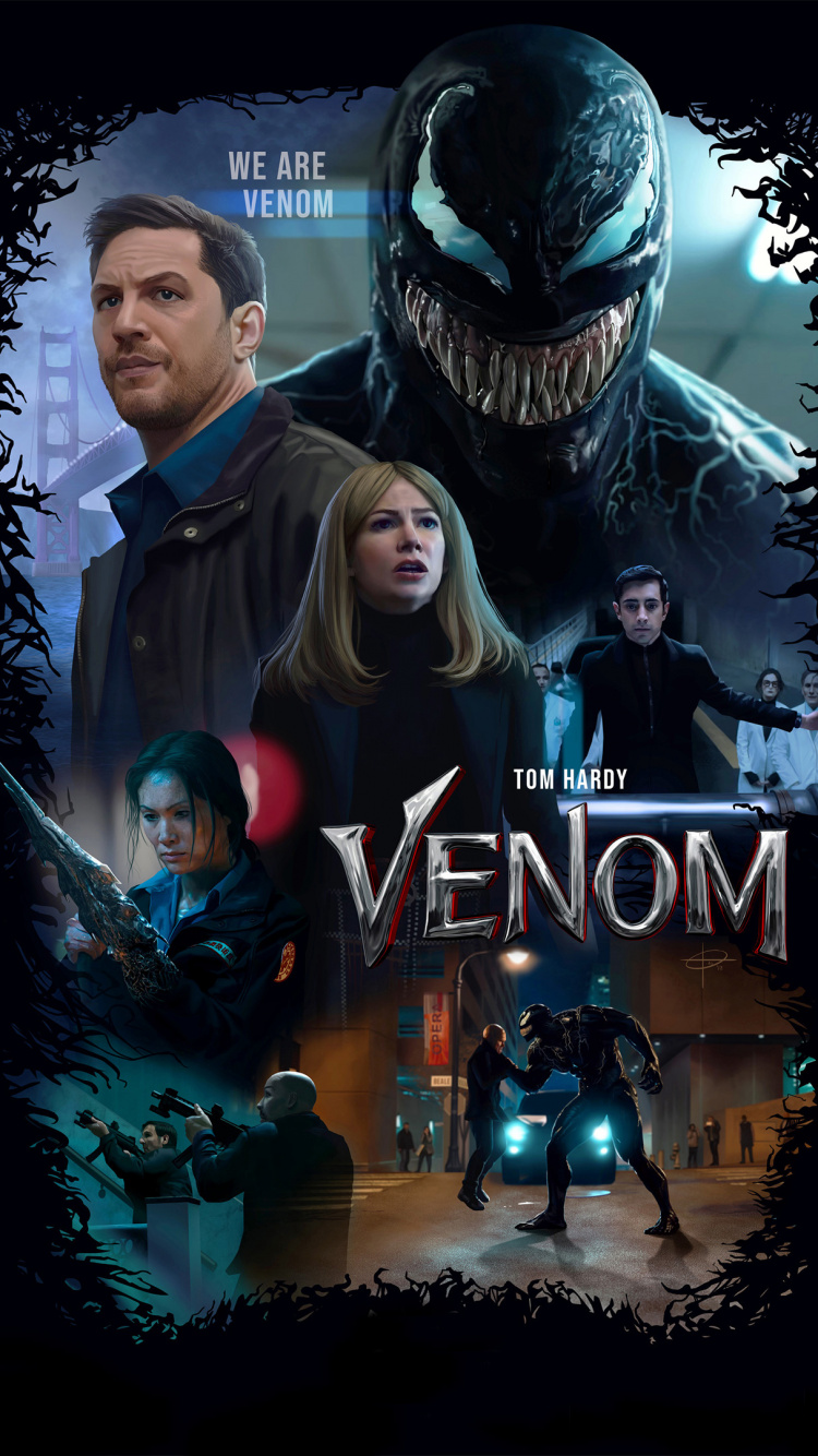 Tom Hardy, Venom, Eddie Brock, Spider-man, Superhero. Wallpaper in 750x1334 Resolution