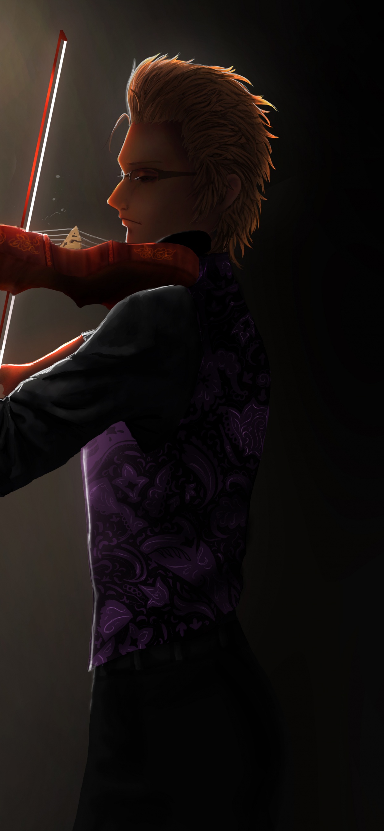 Mädchen in Lila Jacke Mit Lichterketten. Wallpaper in 1242x2688 Resolution