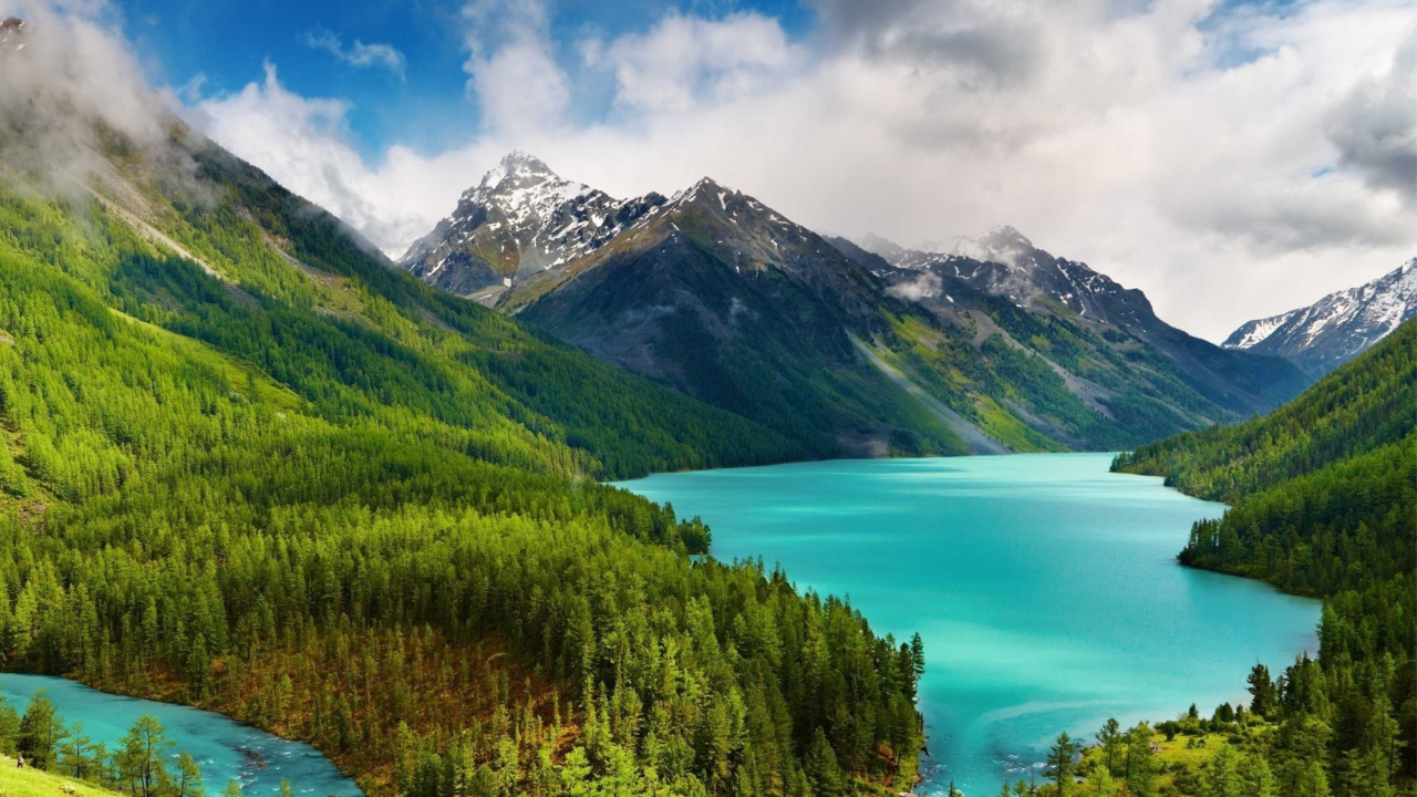 Green Trees on Green Grass Field Near Lake Under Blue Sky During Daytime. Wallpaper in 1280x720 Resolution