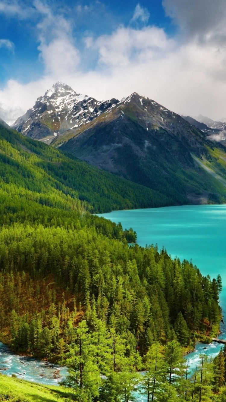 Green Trees on Green Grass Field Near Lake Under Blue Sky During Daytime. Wallpaper in 750x1334 Resolution