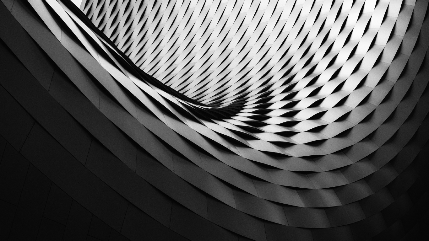 Black and White Spiral Illustration. Wallpaper in 1366x768 Resolution