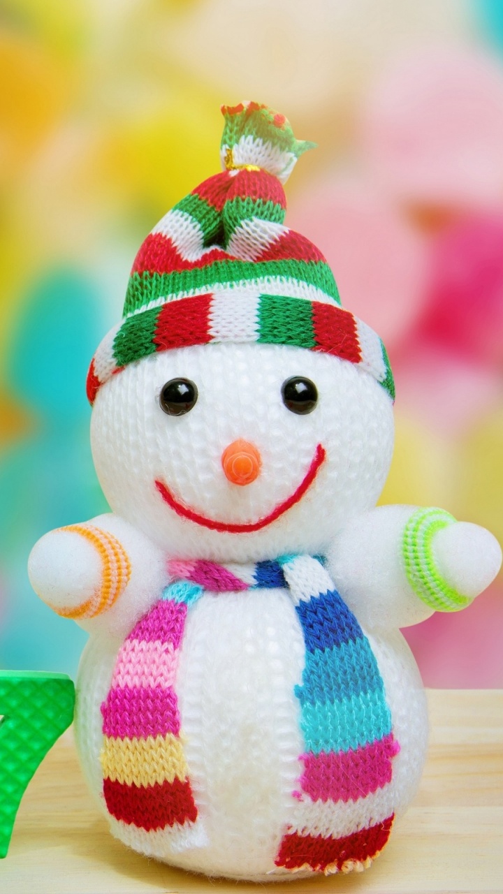 Schneemann, Weihnachten, Spielzeug, Glück, Süßwaren. Wallpaper in 720x1280 Resolution