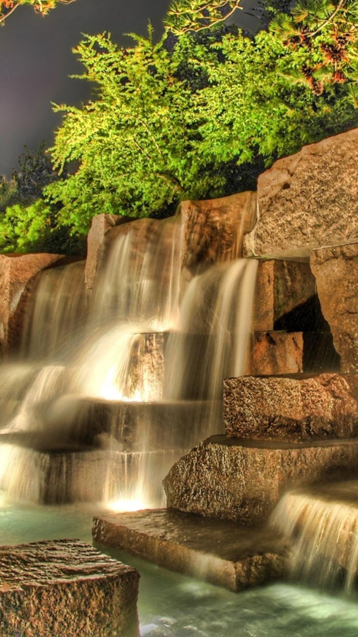 Water Falls Near Green Trees During Daytime. Wallpaper in 720x1280 Resolution
