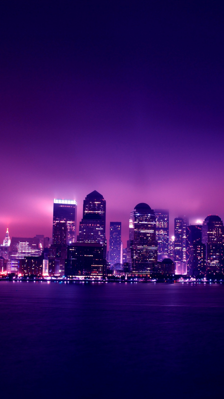 Horizon de la Ville Pendant la Nuit. Wallpaper in 750x1334 Resolution