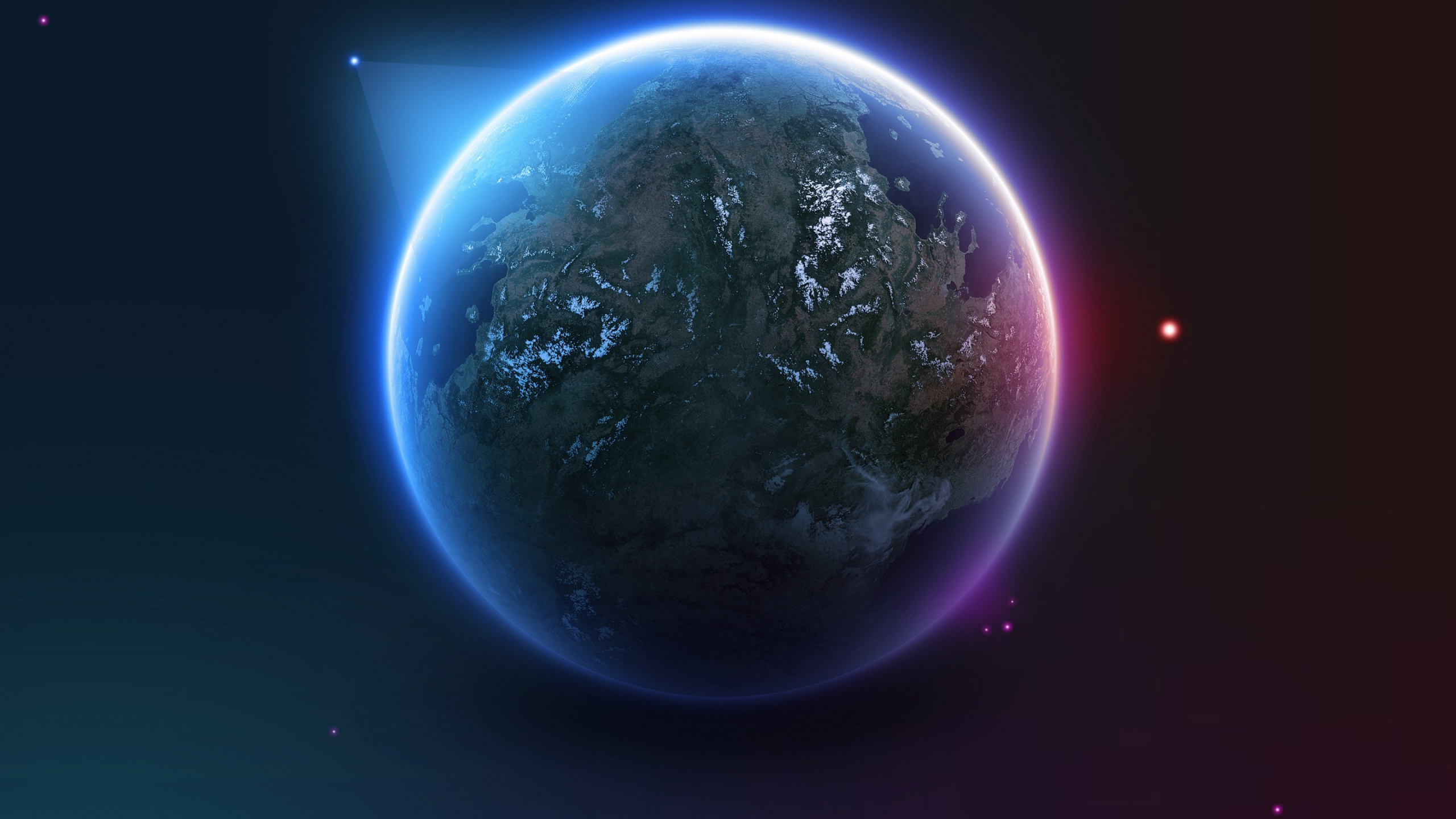 Blau-weißer Planet Mit Weißem Hintergrund. Wallpaper in 2560x1440 Resolution