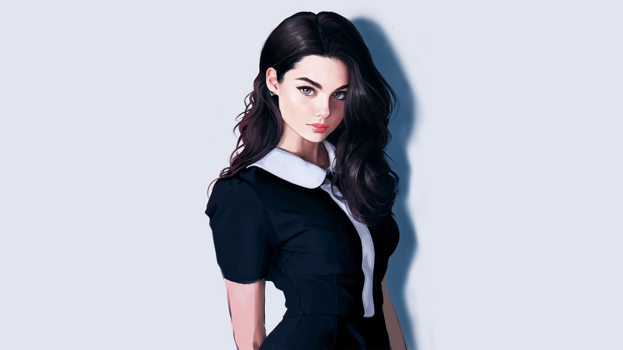 Black Hair Digital Art Girl, Digital Art, Art, Drawing, Painting. Wallpaper in 1280x720 Resolution