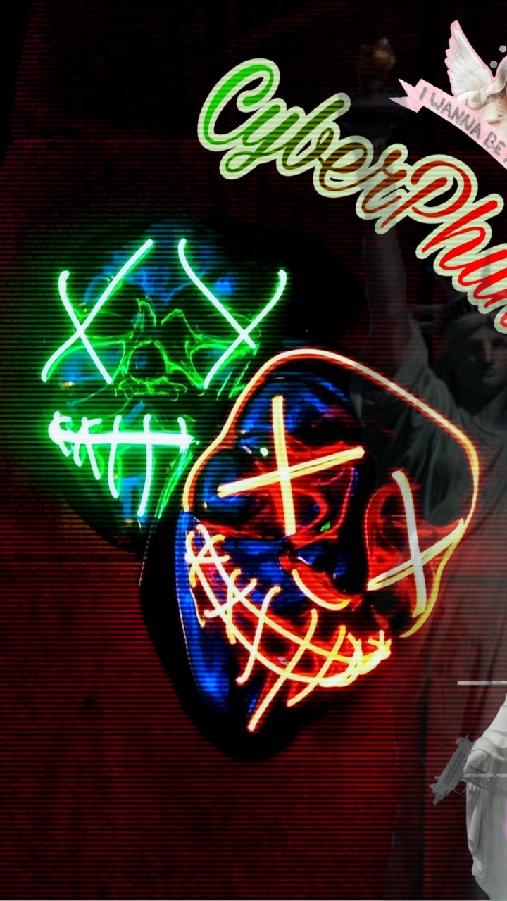 Leuchtreklame, Purge Maske Lila, Automotive Lighting, Elektronische Beschilderung, Neon. Wallpaper in 720x1280 Resolution