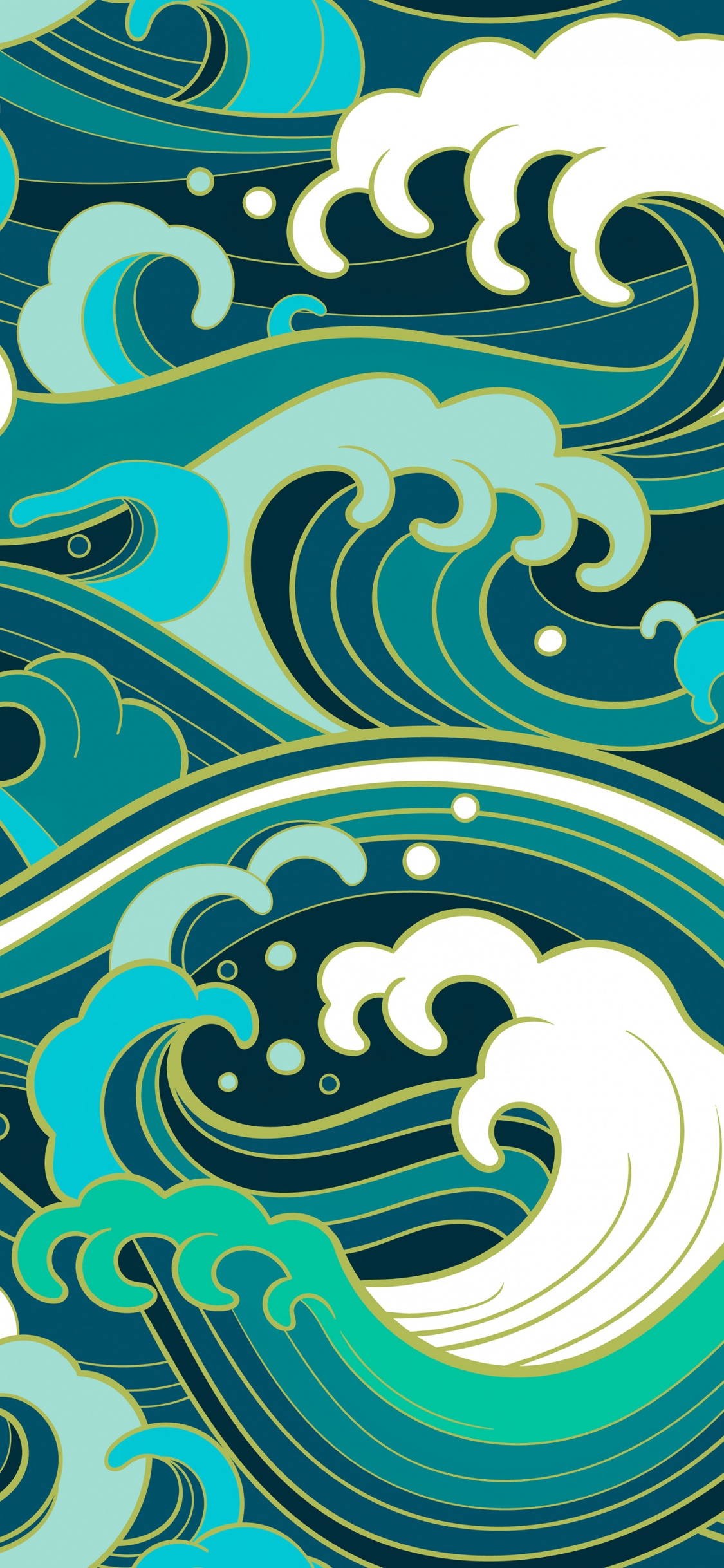 Pattern, Vector Graphics, Graphics, White, Green. Wallpaper in 1125x2436 Resolution