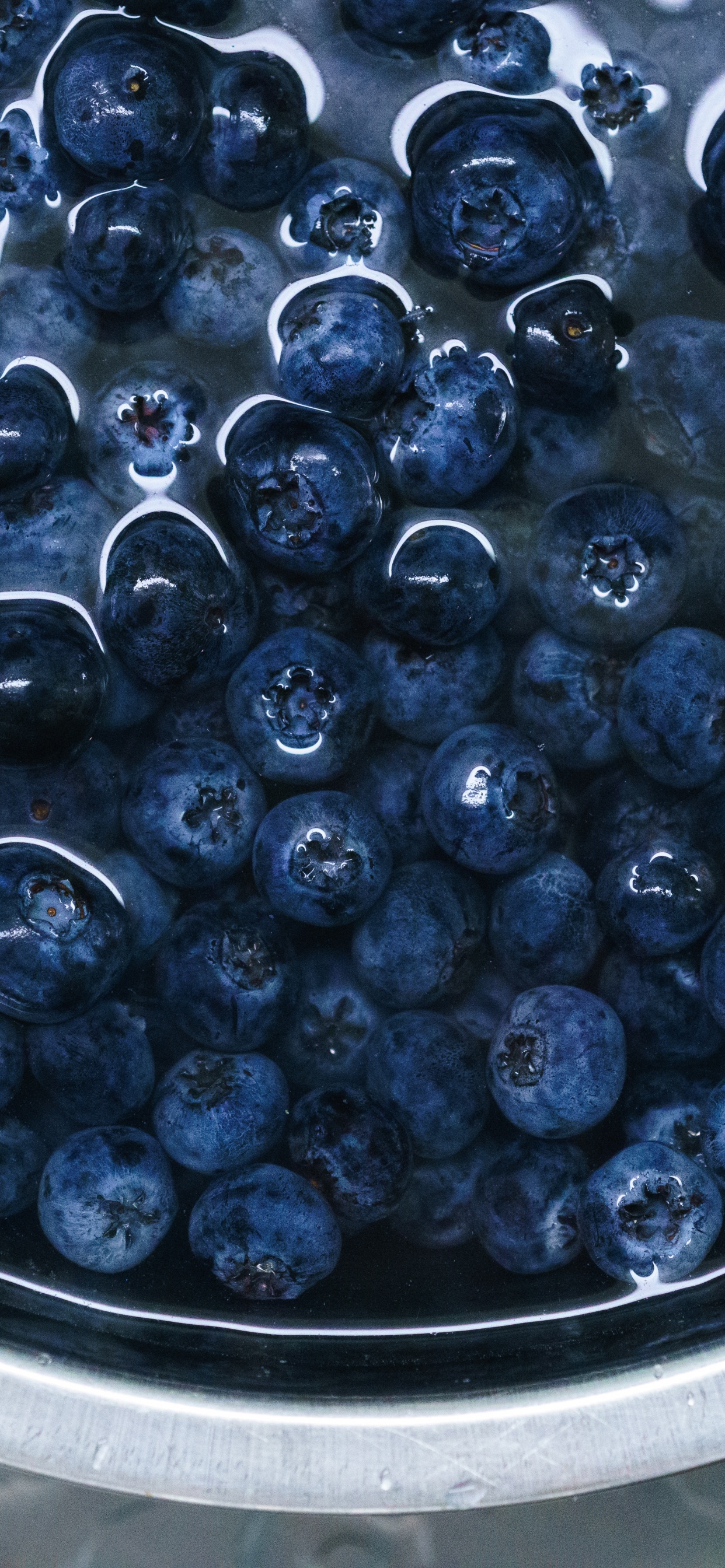 Blue Berries on Black Round Container. Wallpaper in 1242x2688 Resolution