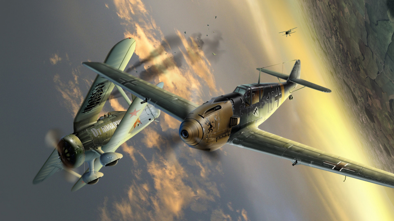 Graues Und Schwarzes Flugzeug, Das Tagsüber Unter Weißen Wolken Fliegt. Wallpaper in 1280x720 Resolution