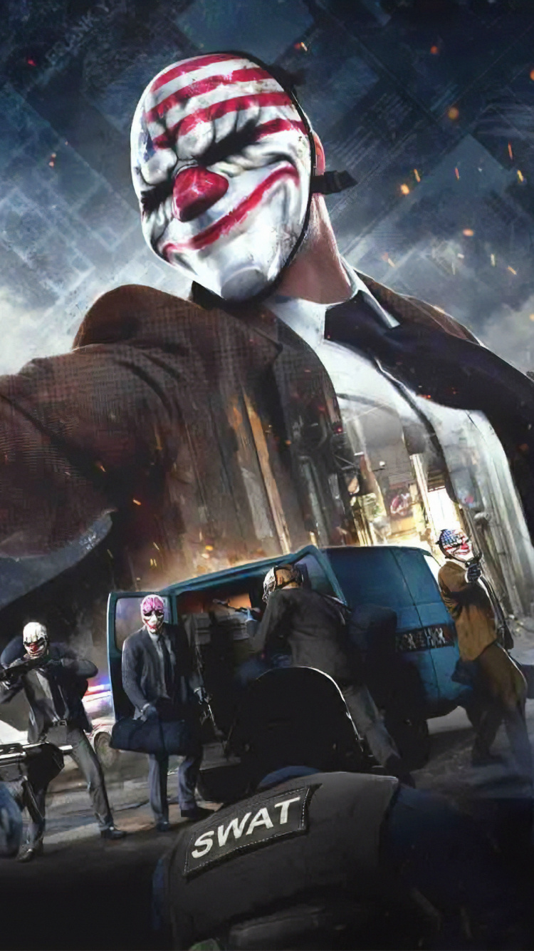 Payday 2, Payday The Heist, Starbreeze Studios, 505 Games, Xbox One. Wallpaper in 750x1334 Resolution
