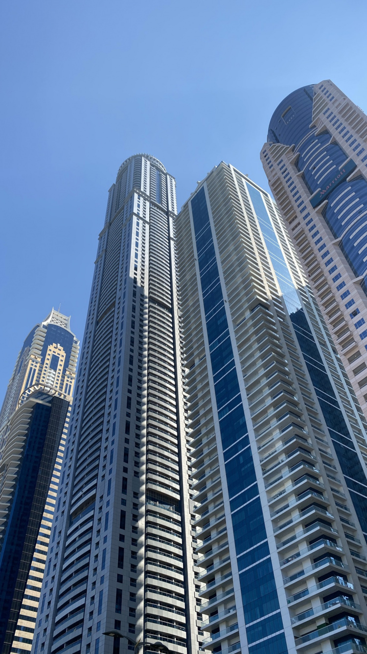 Dubaï, Blue, Tour de Bloc, la Journée, Architecture. Wallpaper in 750x1334 Resolution