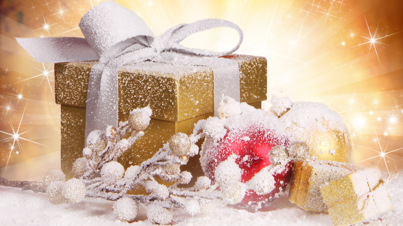 Weihnachtsgeschenk, Geschenk, Weihnachten, Gegenwart, Heiligabend. Wallpaper in 1366x768 Resolution