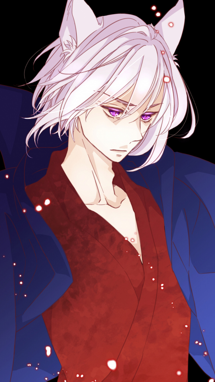 White Haired Male Anime Character. Wallpaper in 750x1334 Resolution