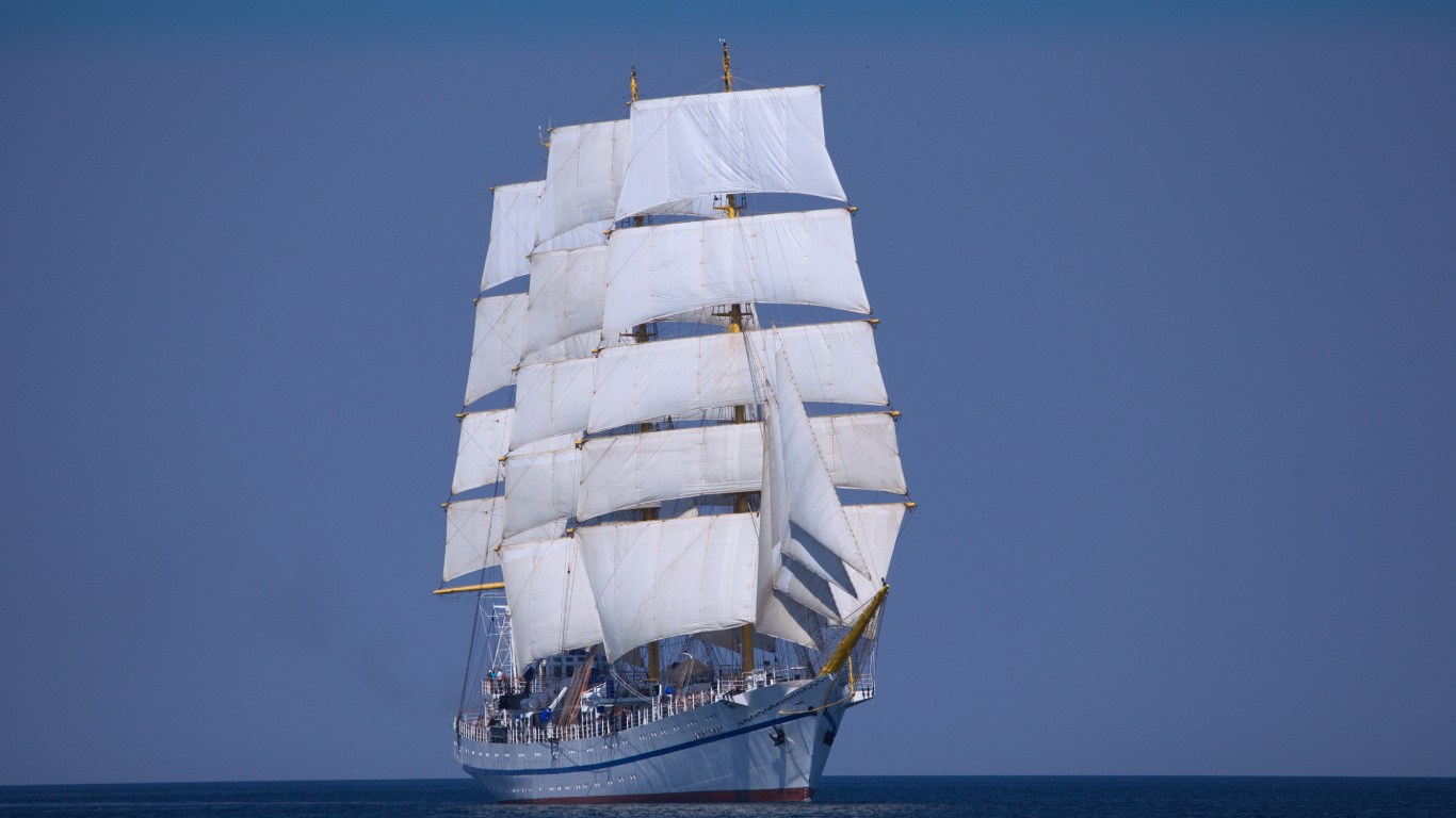 White Sail Boat on Sea During Daytime. Wallpaper in 1366x768 Resolution