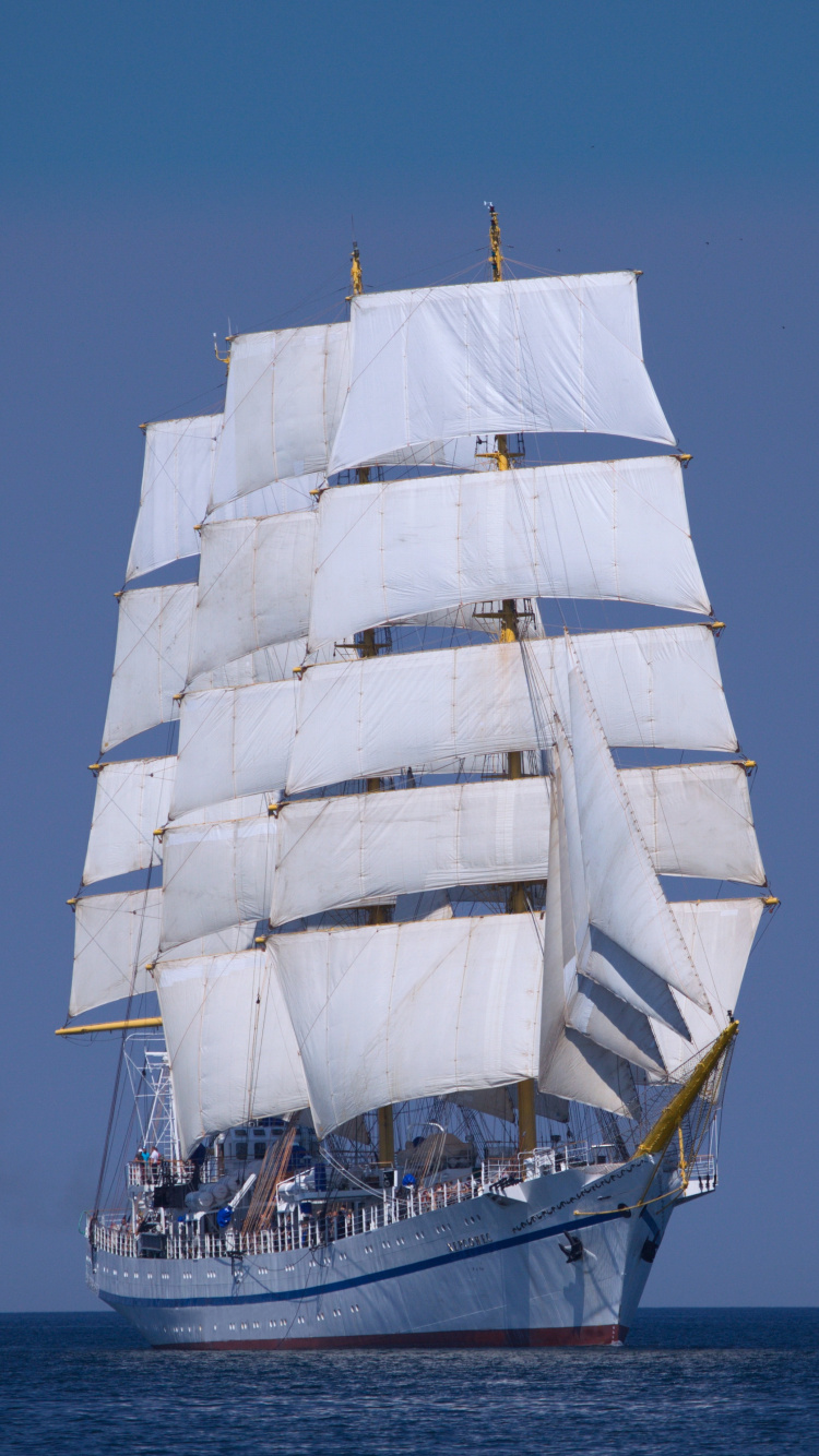 Weißes Segelboot Tagsüber Auf See Sea. Wallpaper in 750x1334 Resolution