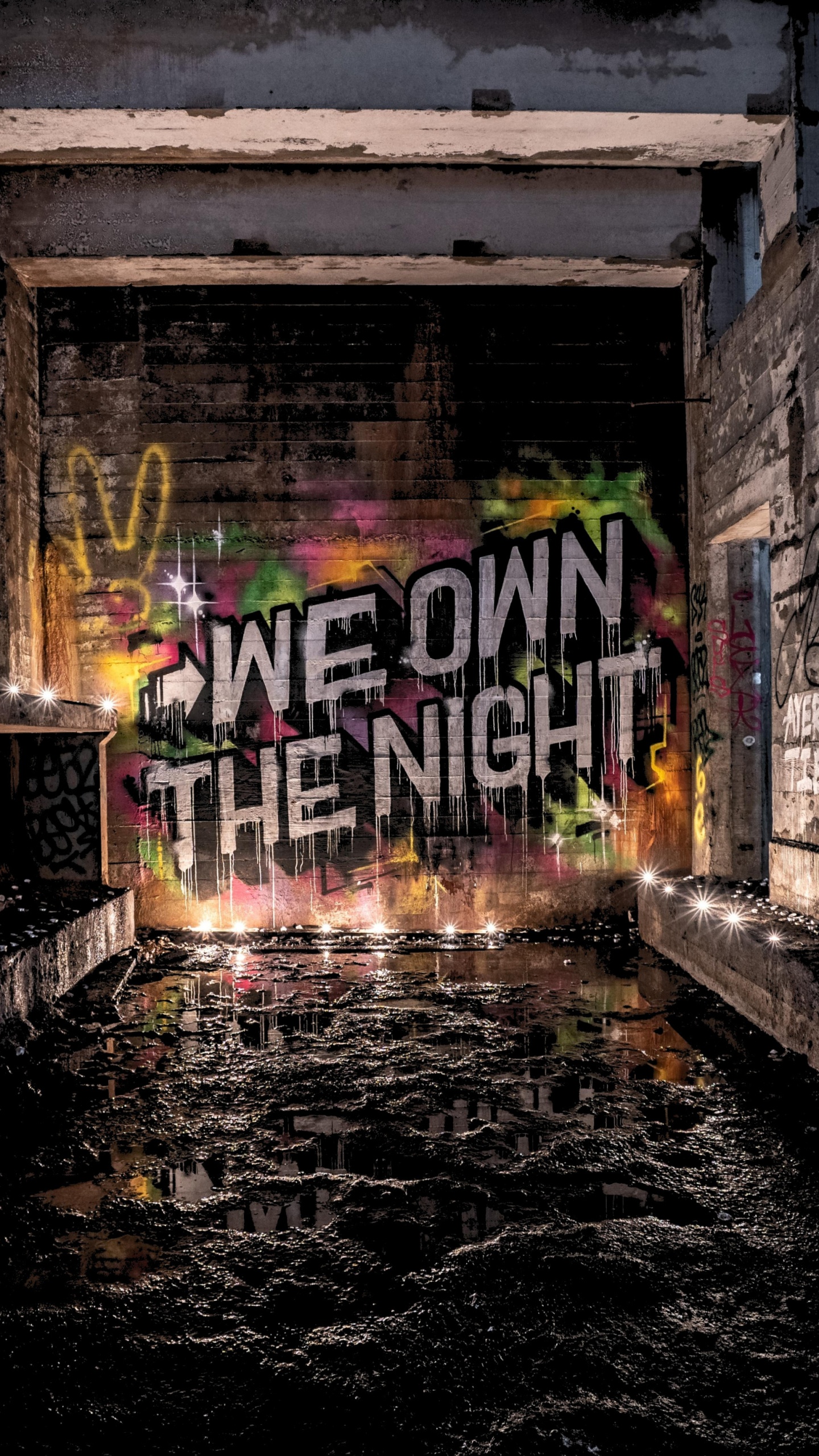 Graffiti Wall Night, Wall, Graffiti, Night, Art. Wallpaper in 1440x2560 Resolution