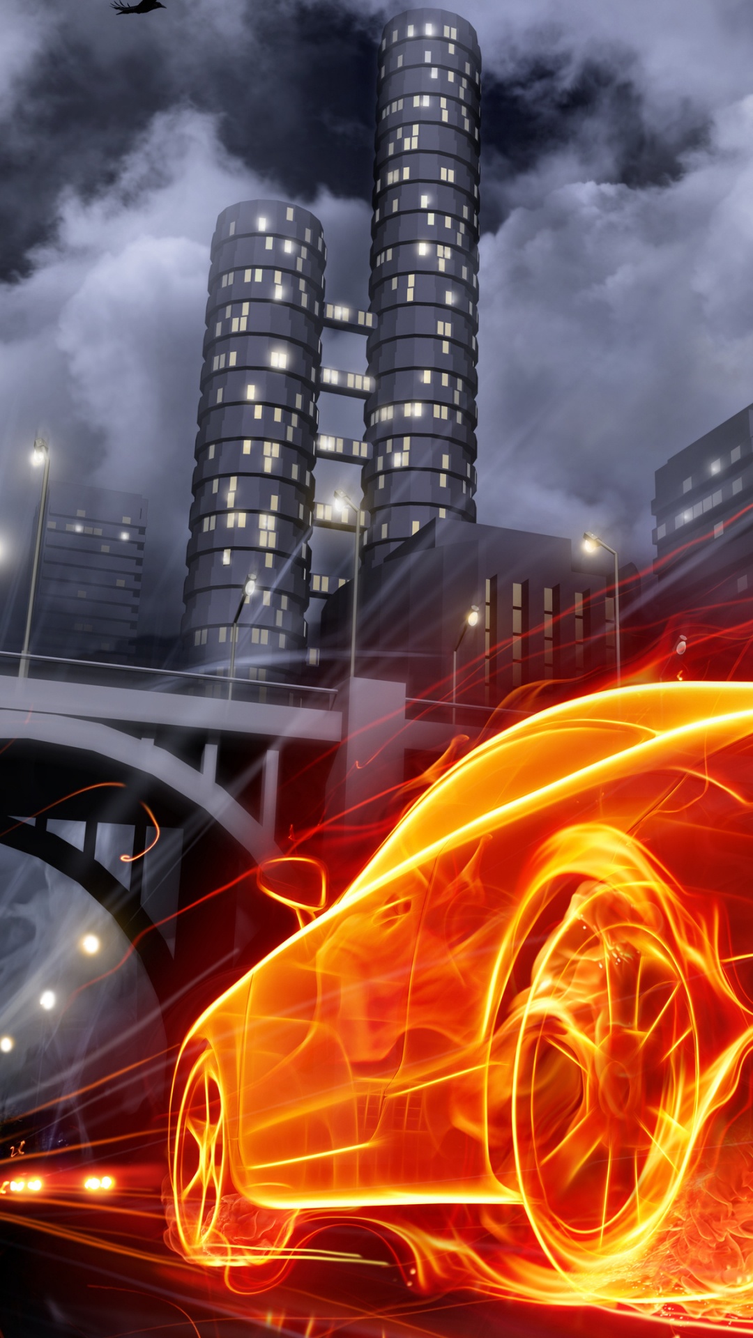 Time Lapse Photography of City Skyline During Night Time. Wallpaper in 1080x1920 Resolution