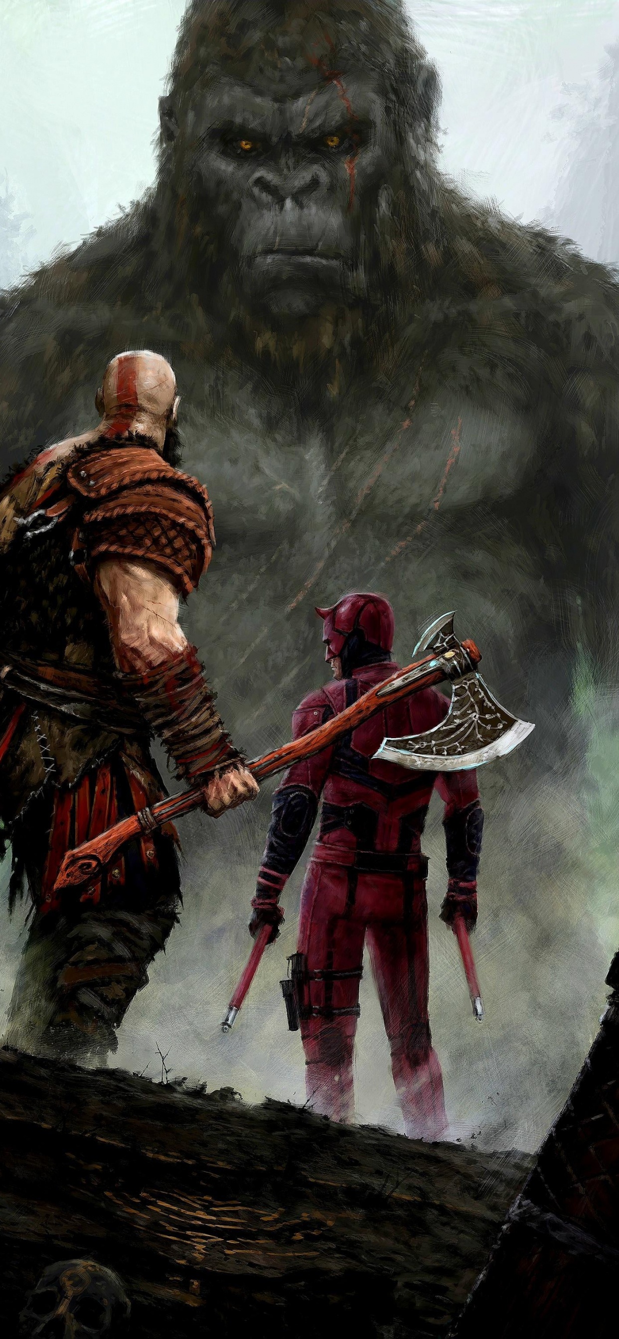 Matt Murdock, Karen Page, God of War, Helmet, Military Uniform. Wallpaper in 1242x2688 Resolution