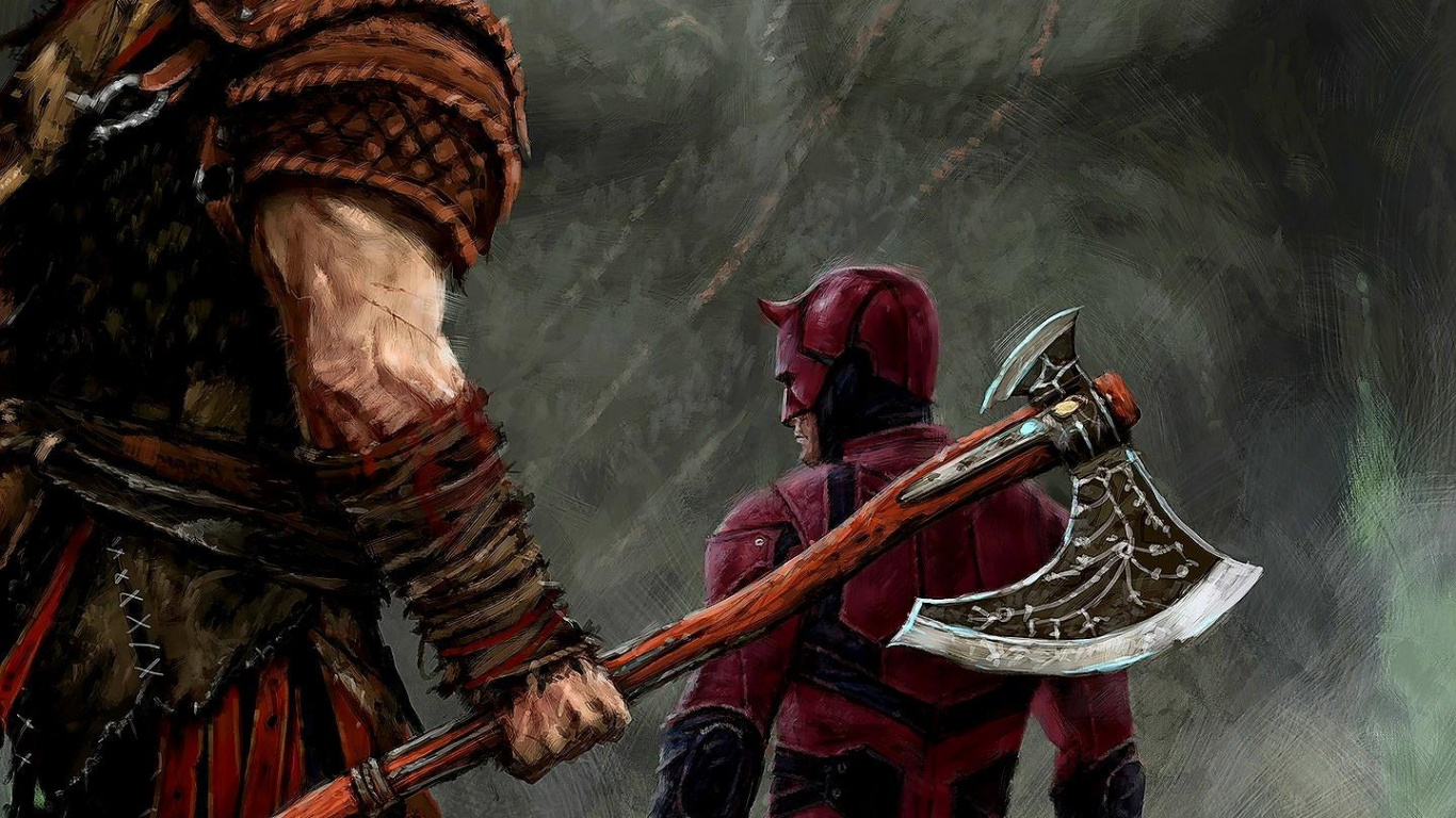 Matt Murdock, Karen Page, God of War, Helmet, Military Uniform. Wallpaper in 1366x768 Resolution