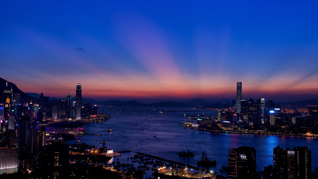 香港, 城市景观, 城市, 天际线, 大都会 壁纸 1280x720 允许